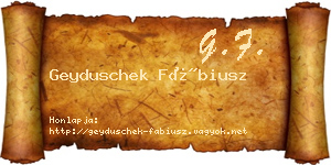 Geyduschek Fábiusz névjegykártya